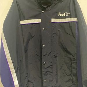 Vintage FedEx Stan Herman Two Tone Hooded Reflective Jacket Regular L